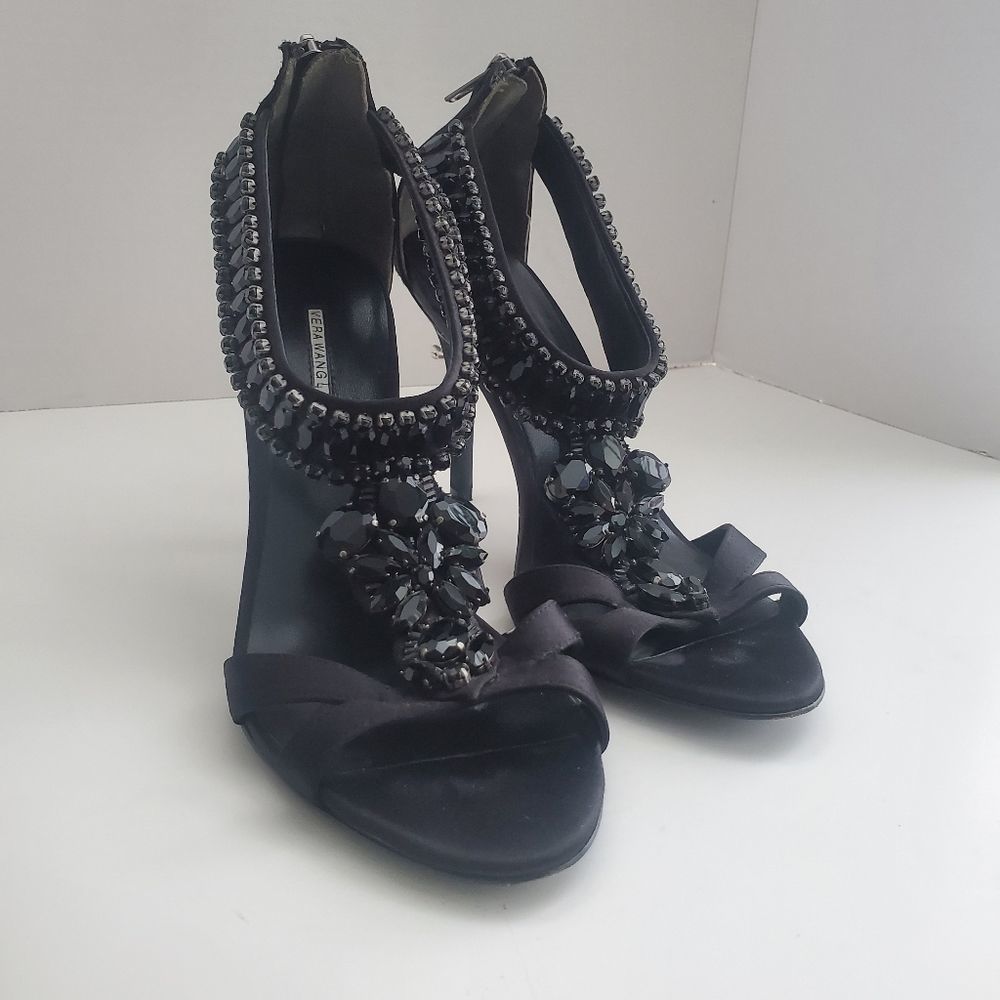 Vera Wang Lavender Jeweled Satin High Heel Shoes